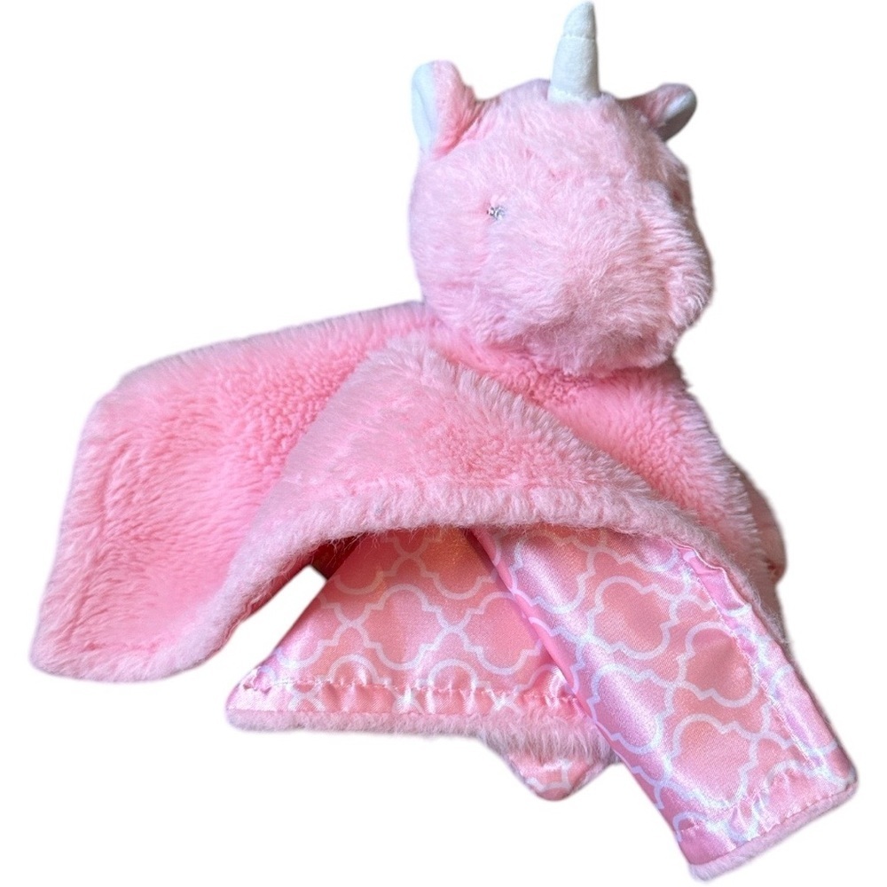 Pink Unicorn Plush Lovey Blanket Security Blanket Toy